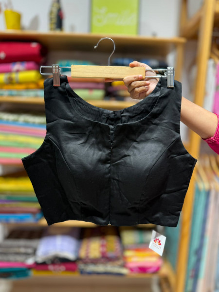 Free Size ZIPPER Blouse (Fits 36 to 42) | BLACK | Sleeves attached