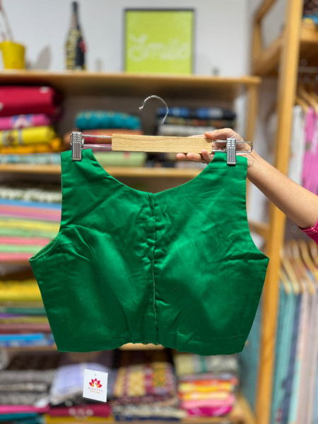 Free Size ZIPPER Blouse (Fits 36 to 42) | GREEN | Sleeves attached