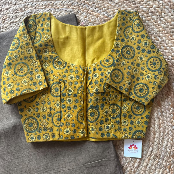 Combo | Cotton Saree with Ajrakh Free Size Blouse