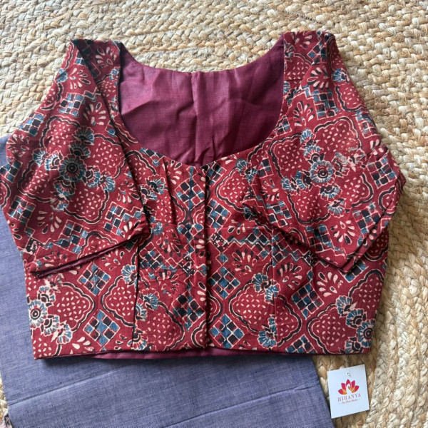 Combo | Cotton Saree with Ajrakh Free Size Blouse