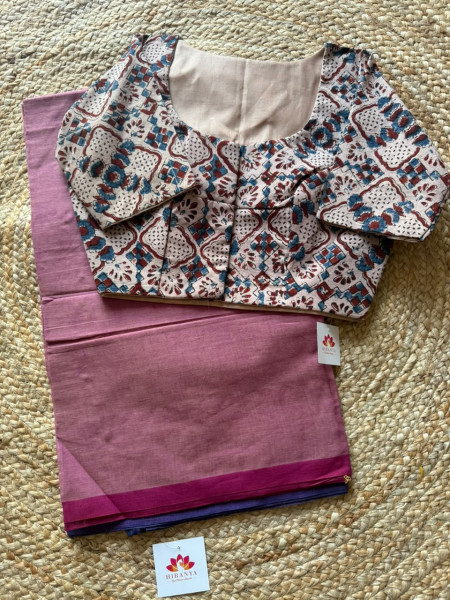 Combo | Cotton Saree with Ajrakh Free Size Blouse