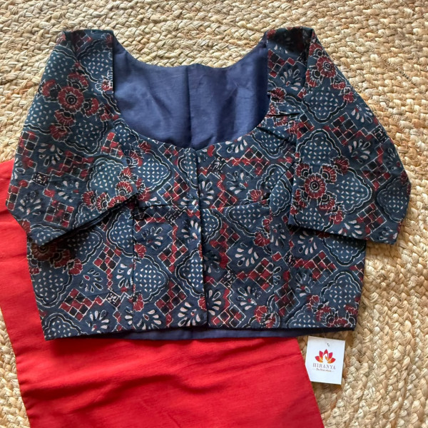 Combo | Cotton Saree with Ajrakh Free Size Blouse