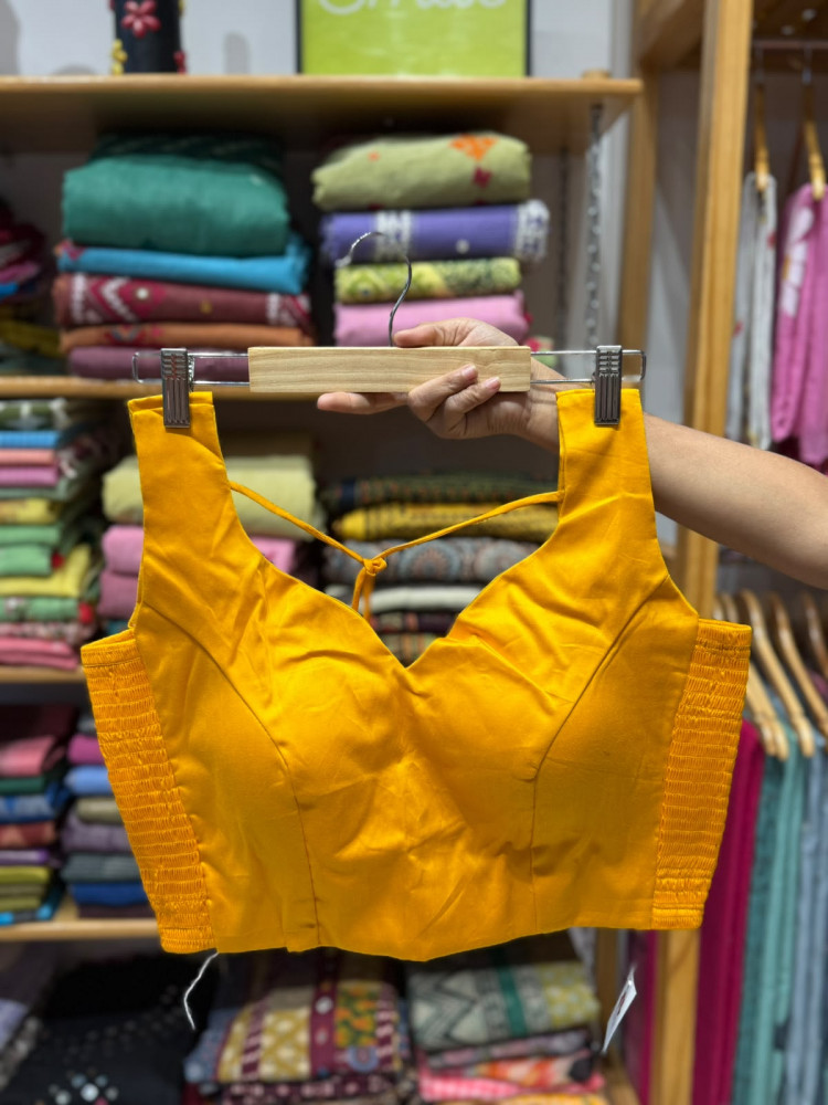 Image of Padded Sleeveless Stretchable Blouse (36 to 38 size) - Mango Yellow