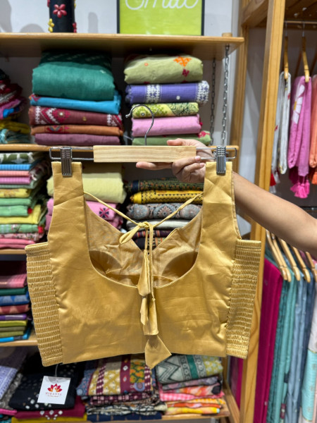 Padded Sleeveless Stretchable Blouse (36 to 38 size) - Chikoo Gold