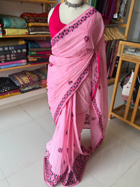 Pure Cotton Saree with Kutchi Embroidery
