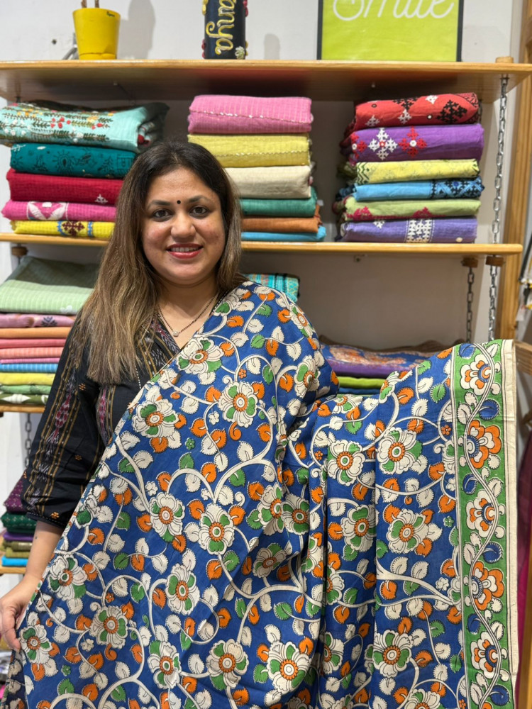 Image of Chenuri Silk Kalamkari Print Saree