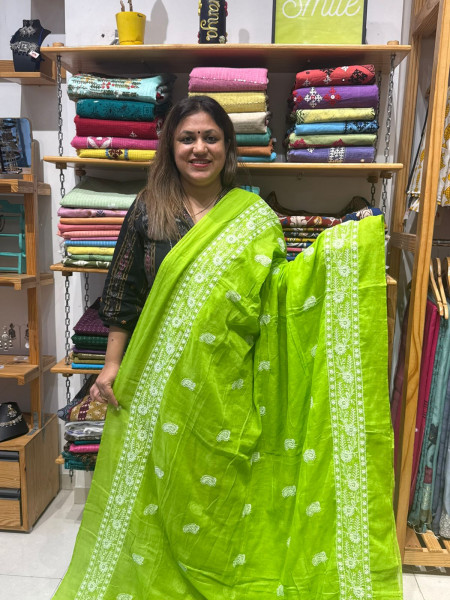 Mul Cotton Chikankari Saree