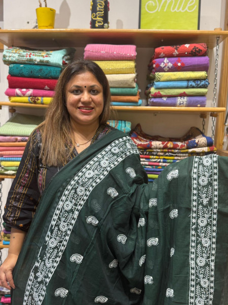 Mul Cotton Chikankari Saree