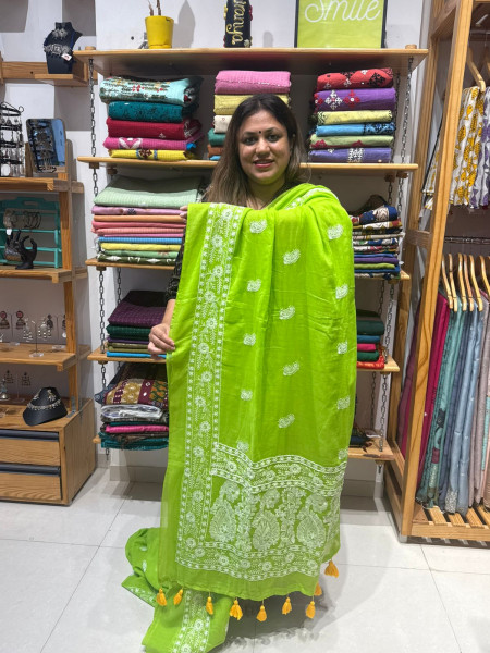 Mul Cotton Chikankari Saree