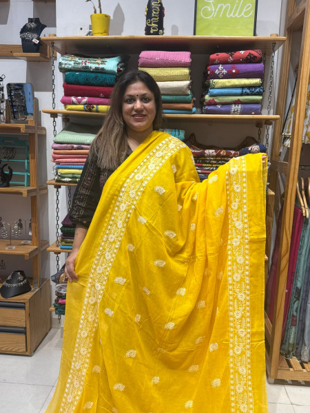 Mul Cotton Chikankari Saree