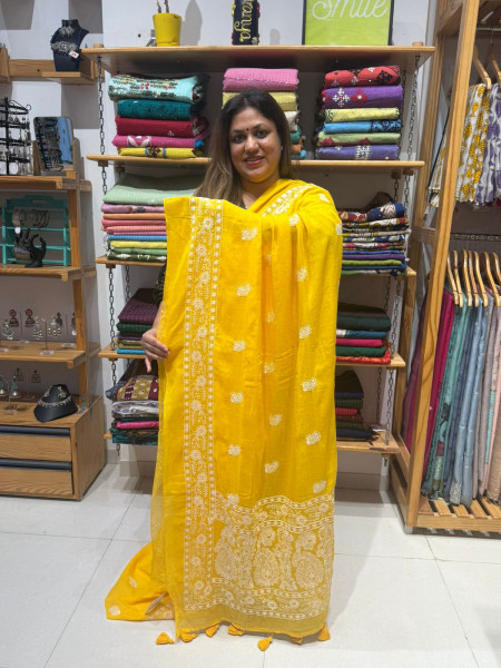 Mul Cotton Chikankari Saree