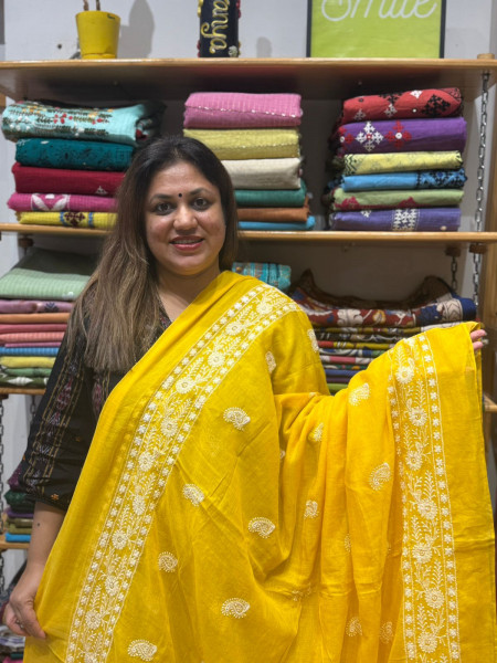 Mul Cotton Chikankari Saree
