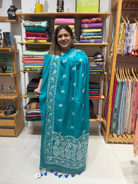 Mul Cotton Chikankari Saree