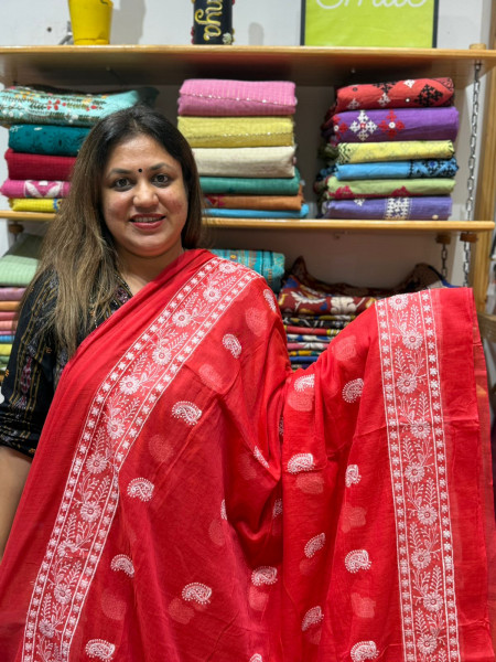 Mul Cotton Chikankari Saree