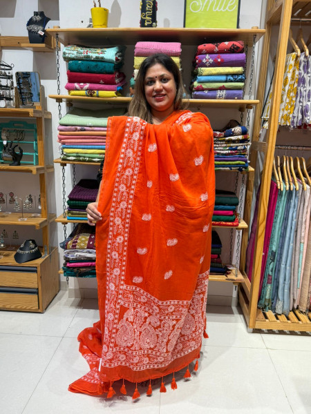 Mul Cotton Chikankari Saree