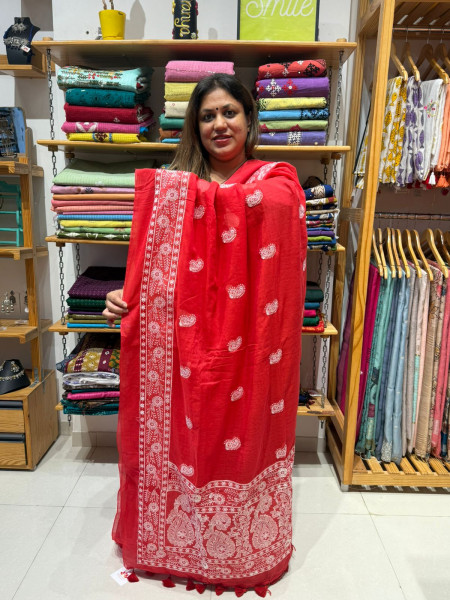 Mul Cotton Chikankari Saree