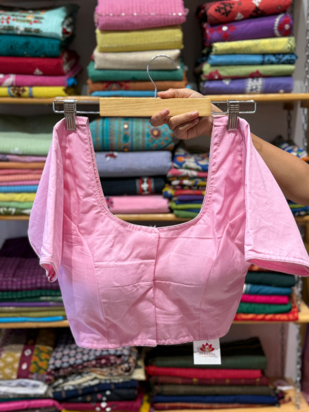 Back Elastic Stretchable Padded Blouse (36 to 42 size) -Pink