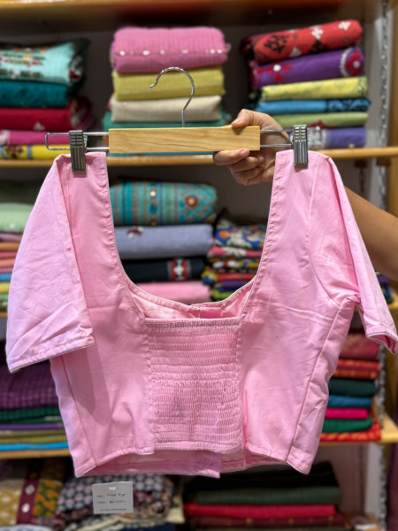 Back Elastic Stretchable Padded Blouse (36 to 42 size) -Pink