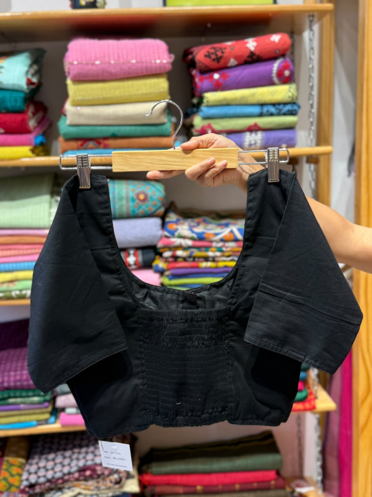 Image of Back Elastic Stretchable Padded Blouse (36 to 42 size) -Black