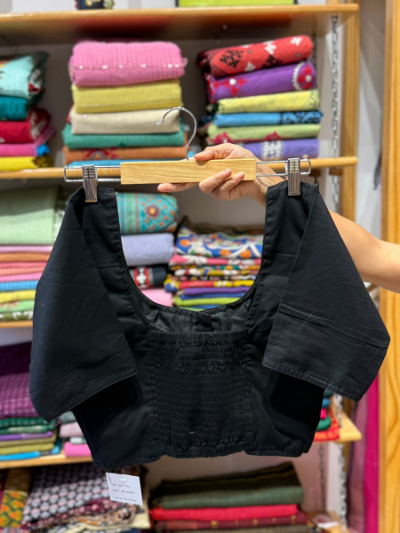 Back Elastic Stretchable Padded Blouse (36 to 42 size) -Black