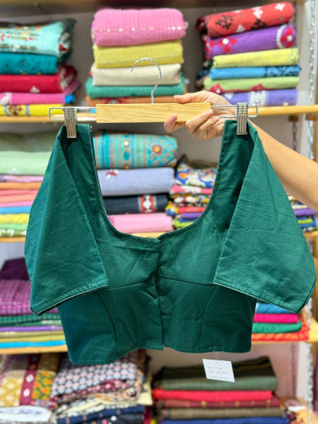 Back Elastic Stretchable Padded Blouse (36 to 42 size) - Green