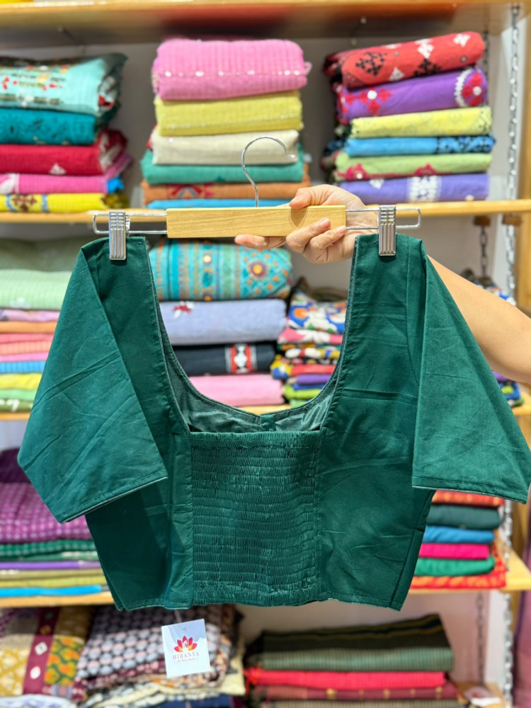 Image of Back Elastic Stretchable Padded Blouse (36 to 42 size) - Green