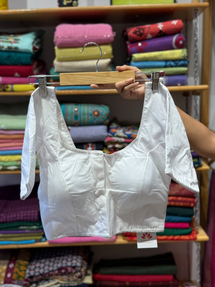 Image of Back Elastic Stretchable Padded Blouse (36 to 42 size) -White