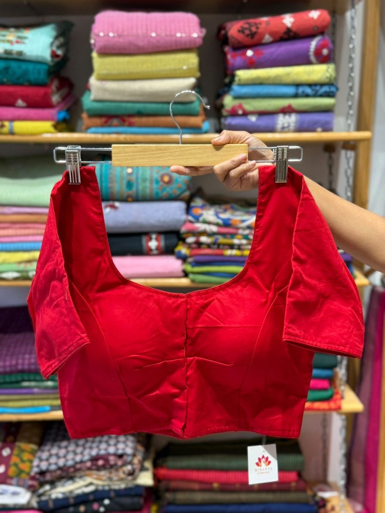 Image of Back Elastic Stretchable Padded Blouse (36 to 42 size) - RED