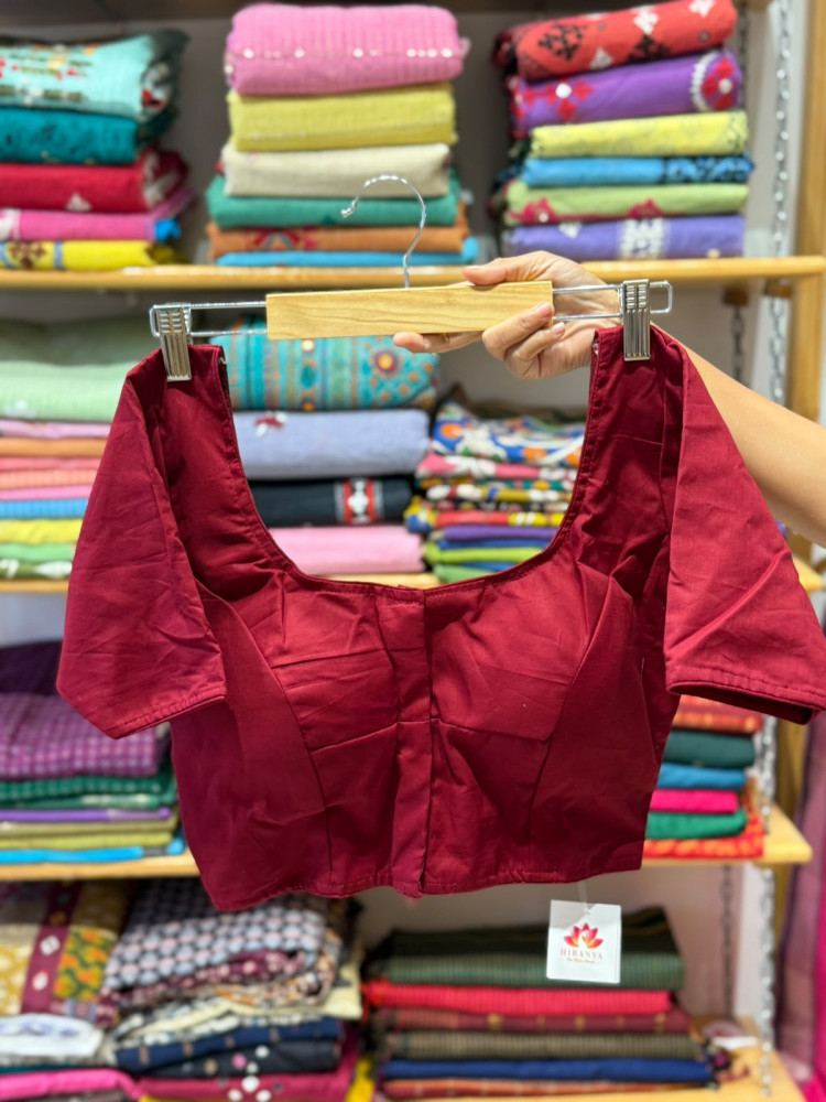Image of Back Elastic Stretchable Padded Blouse (36 to 42 size) - Maroon