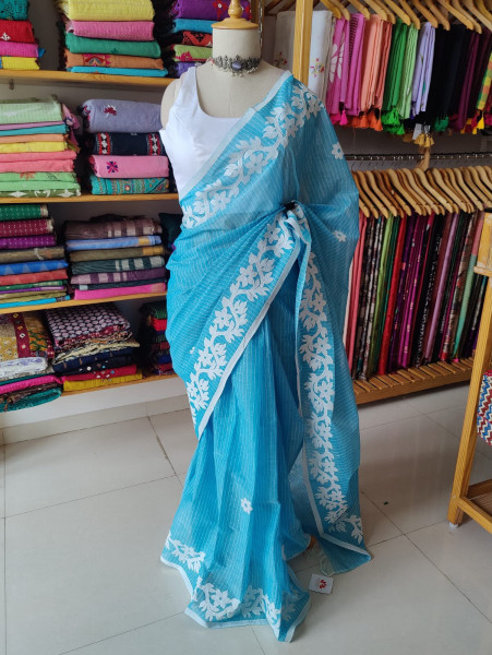 Applique work Pure Cotton Saree