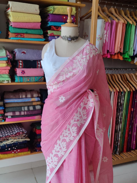Applique work Pure Cotton Saree