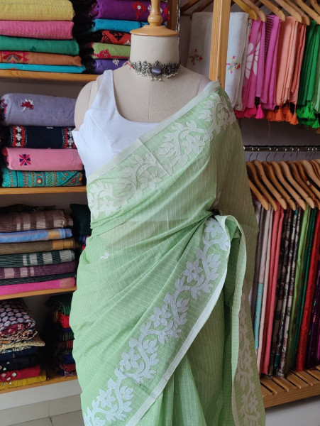 Applique work Pure Cotton Saree