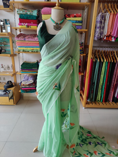 Handpainted Mul saree