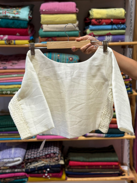 Stretchable Blouse Off White - Size 40 to 44