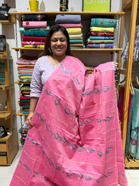 Khesh Cotton Kantha Stitch Saree