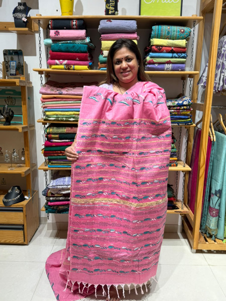 Khesh Cotton Kantha Stitch Saree