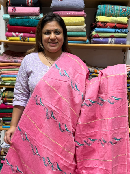 Khesh Cotton Kantha Stitch Saree