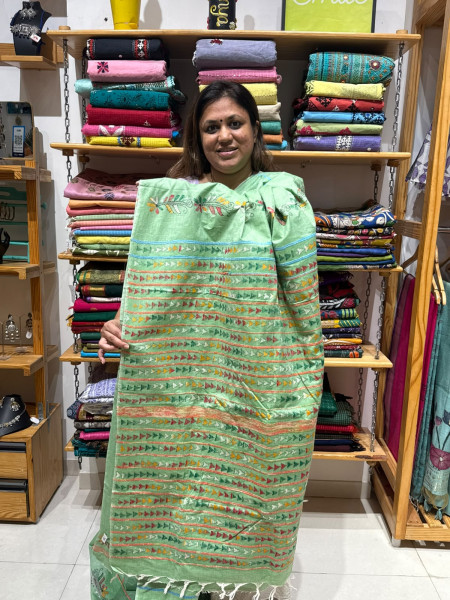 Khesh Cotton Kantha Stitch Saree