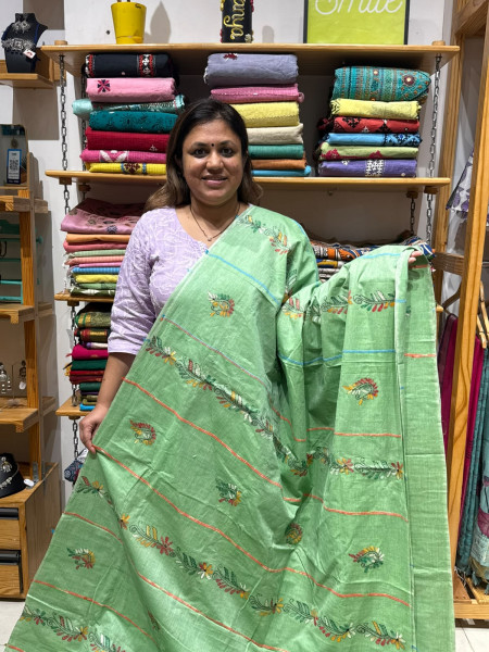 Khesh Cotton Kantha Stitch Saree