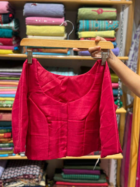 Stretchable Blouse  -Reddish PINK-  Size 40 to 44
