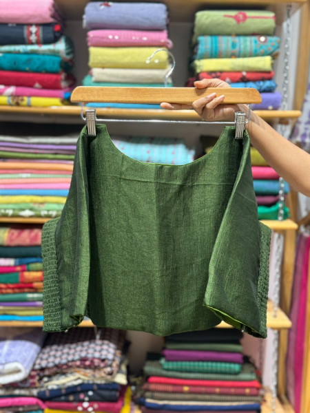 Stretchable Blouse  - Size 40 to 44 - Mehendi Green