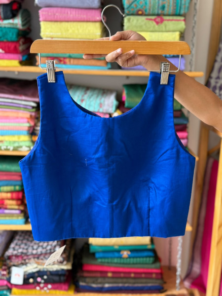 Front Hook Blouse Blue | Sleeves attached inside