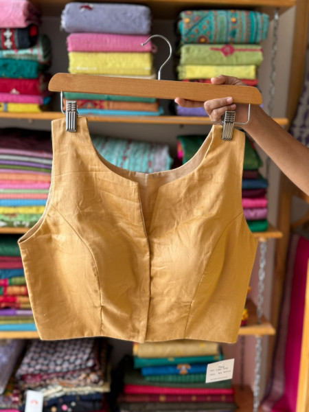 Front Hook Blouse | Chikoo Gold | Sleeves attached inside