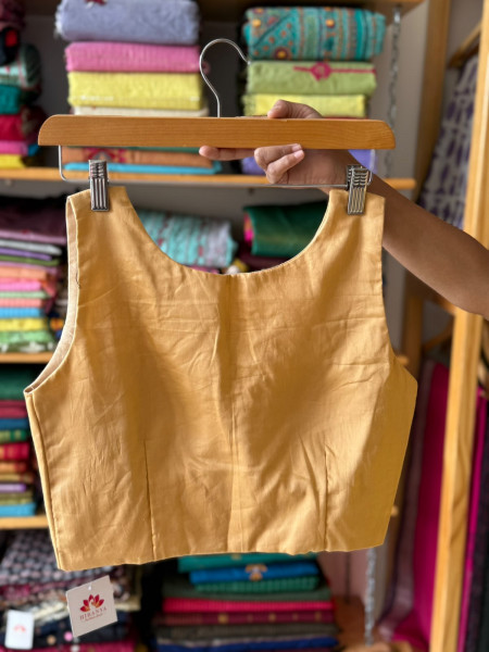 Front Hook Blouse | Chikoo Gold | Sleeves attached inside