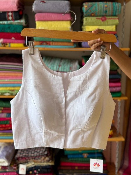Front Hook Blouse | White| Sleeves attached inside