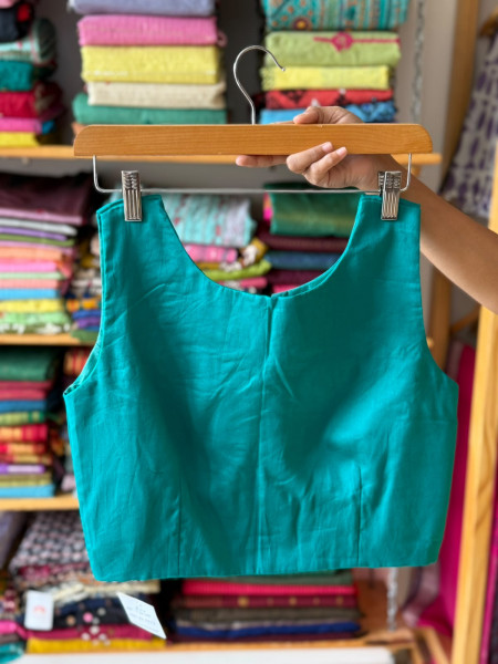 Front Hook Blouse | Peacock Green | Sleeves attached inside