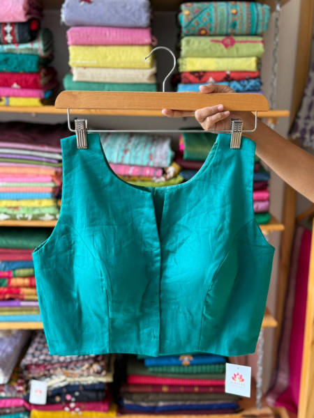 Front Hook Blouse | Peacock Green | Sleeves attached inside