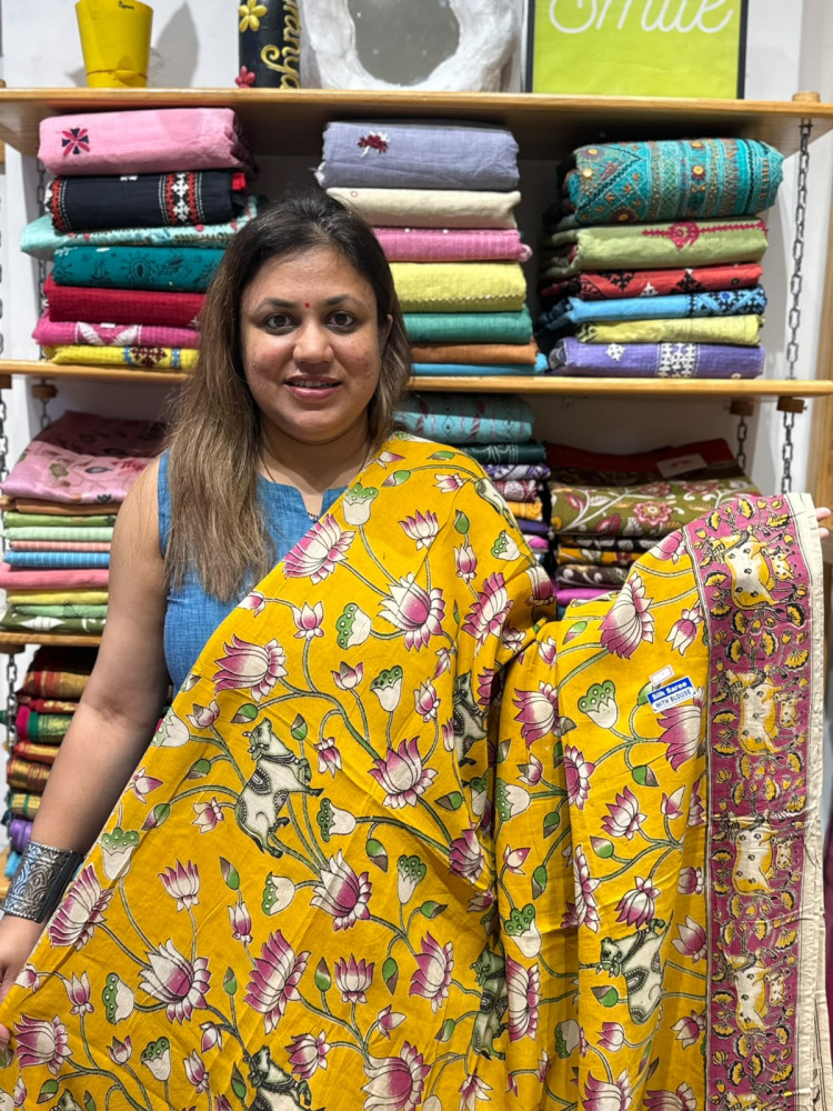 Image of Chenuri Silk Kalamkari Saree