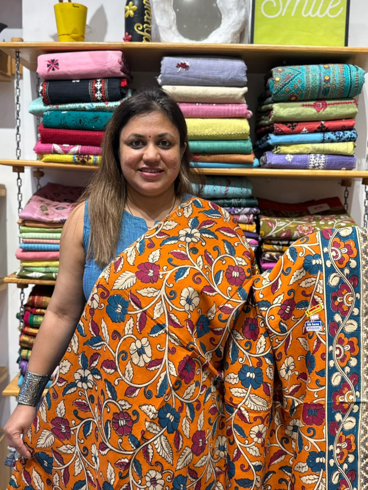 Image of Chenuri Silk Kalamkari Saree