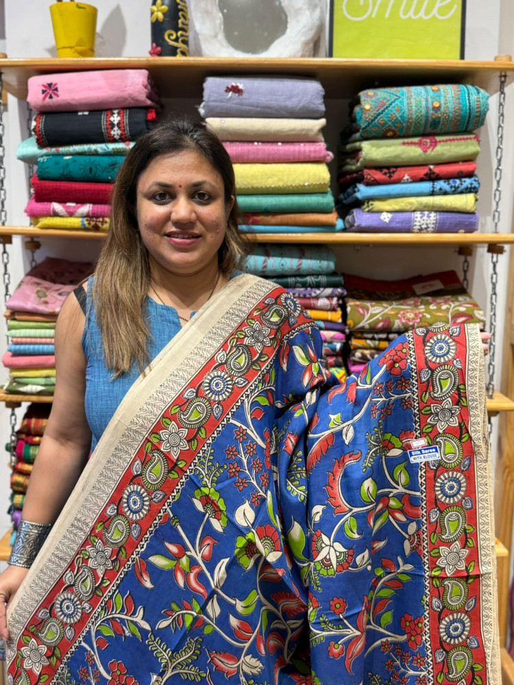 Image of Chenuri Silk Kalamkari Saree